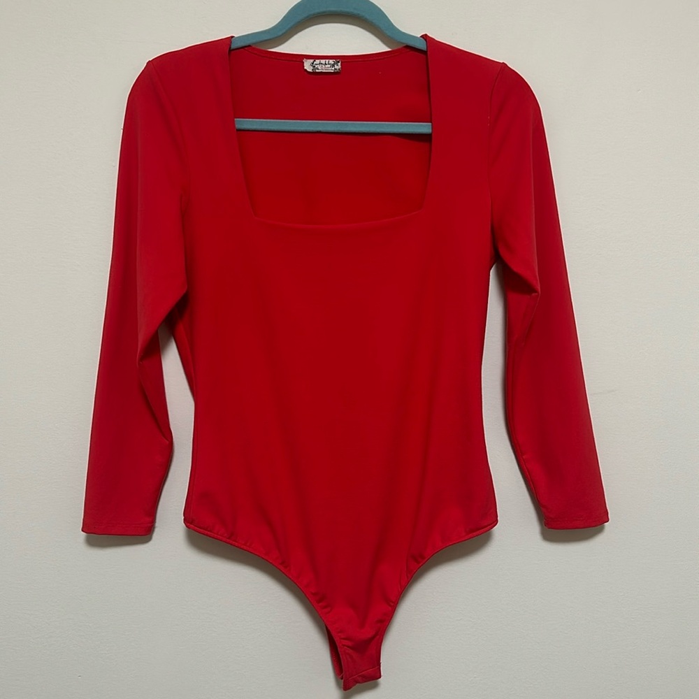 Free People Intimately Bodysuit Red long sleeve Size M